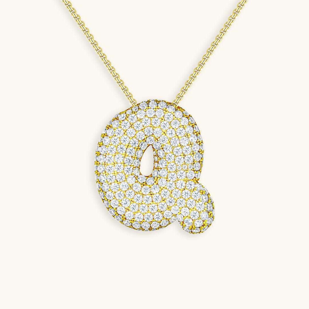 Luna Bubble Initial Halskjede med Diamantlook – Personlig gave til morsdagen