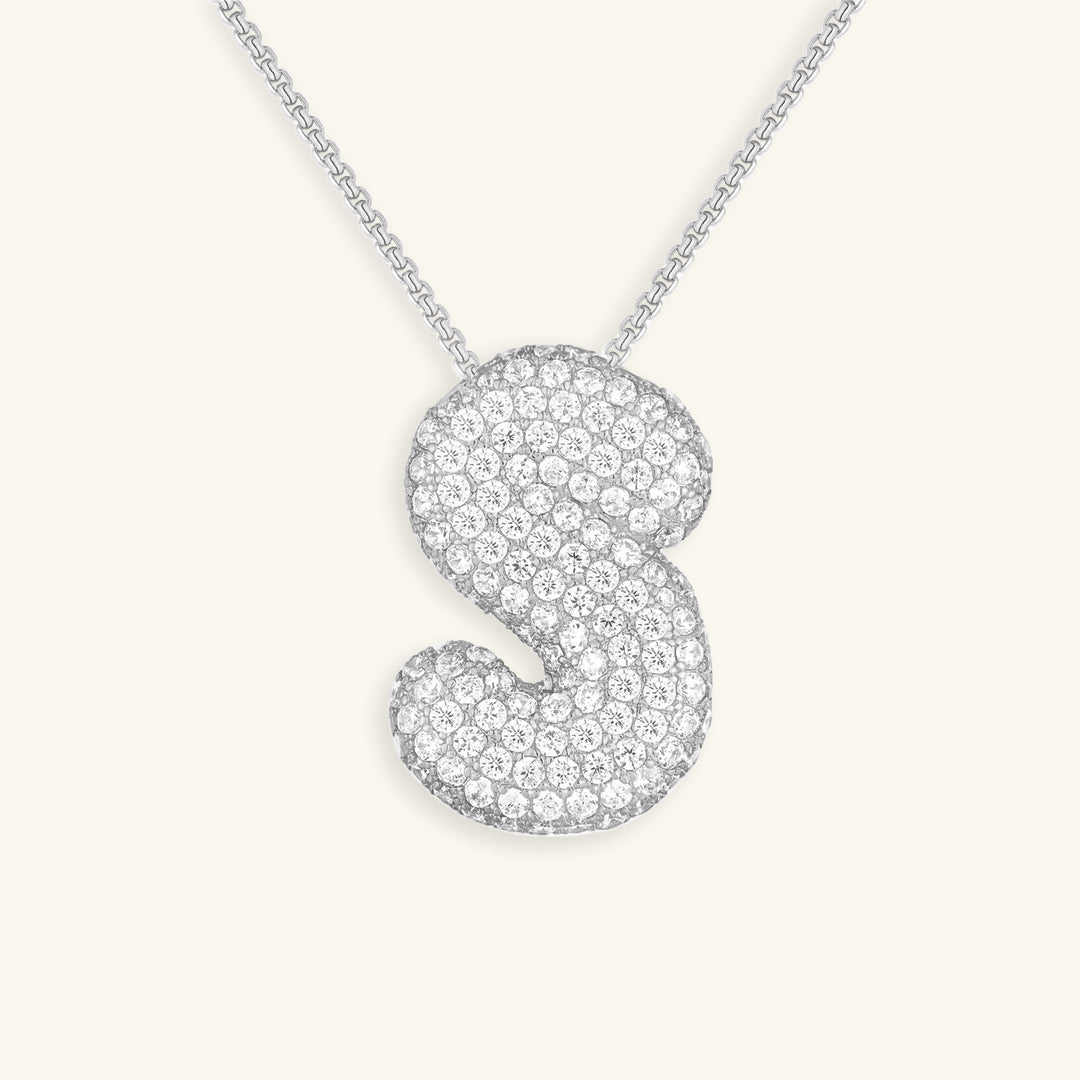 Luna Bubble Initial Halskjede med Diamantlook – Personlig gave til morsdagen