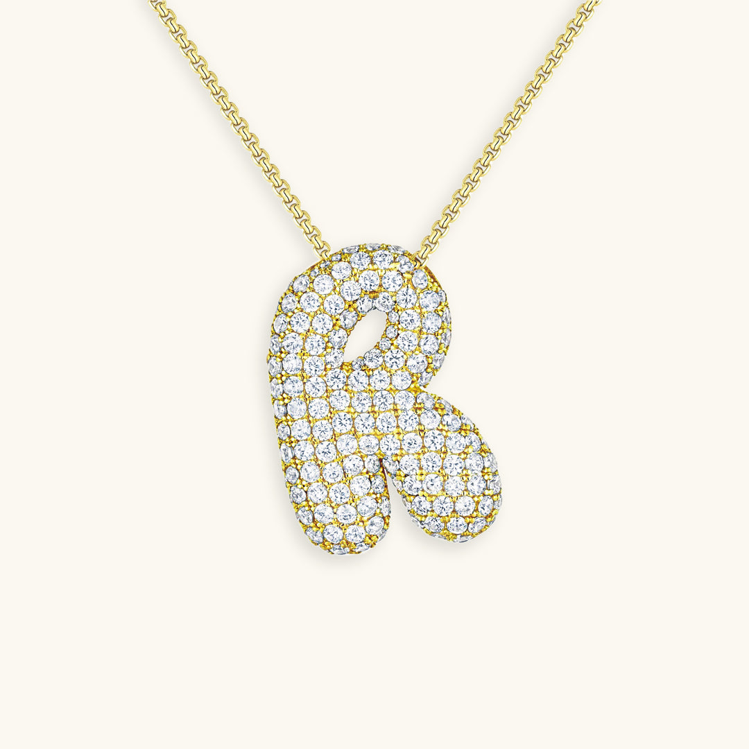 Luna Bubble Initial Halskjede med Diamantlook – Personlig gave til morsdagen
