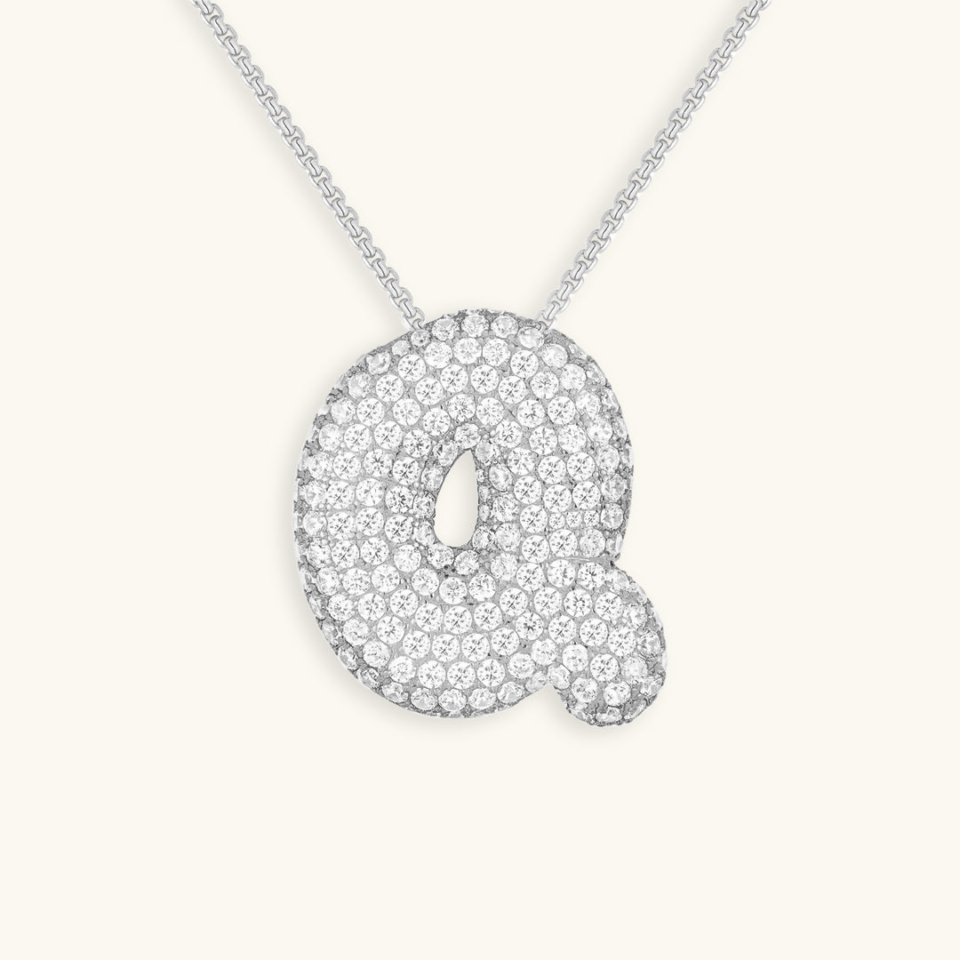 Luna Bubble Initial Halskjede med Diamantlook – Personlig gave til morsdagen