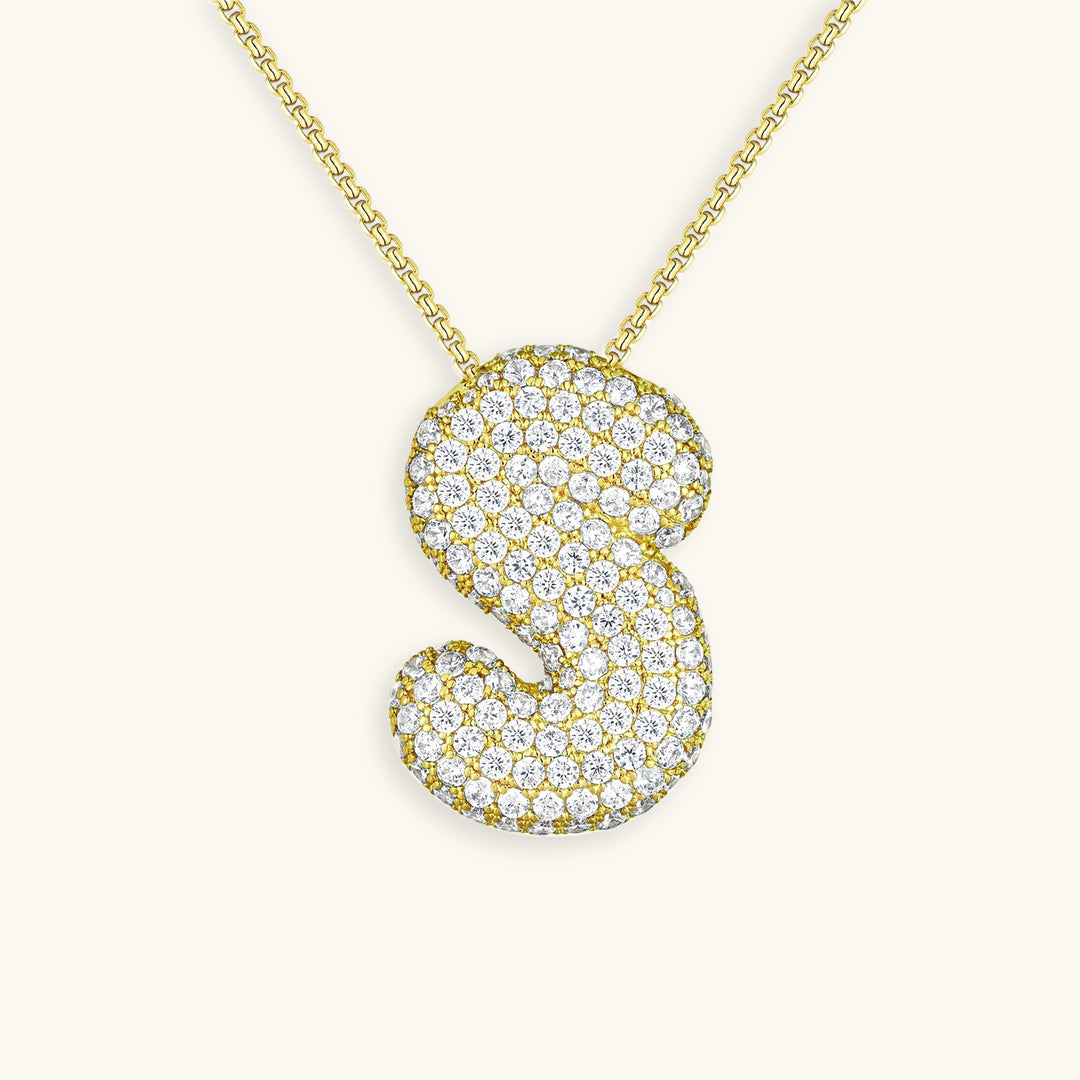 Luna Bubble Initial Halskjede med Diamantlook – Personlig gave til morsdagen