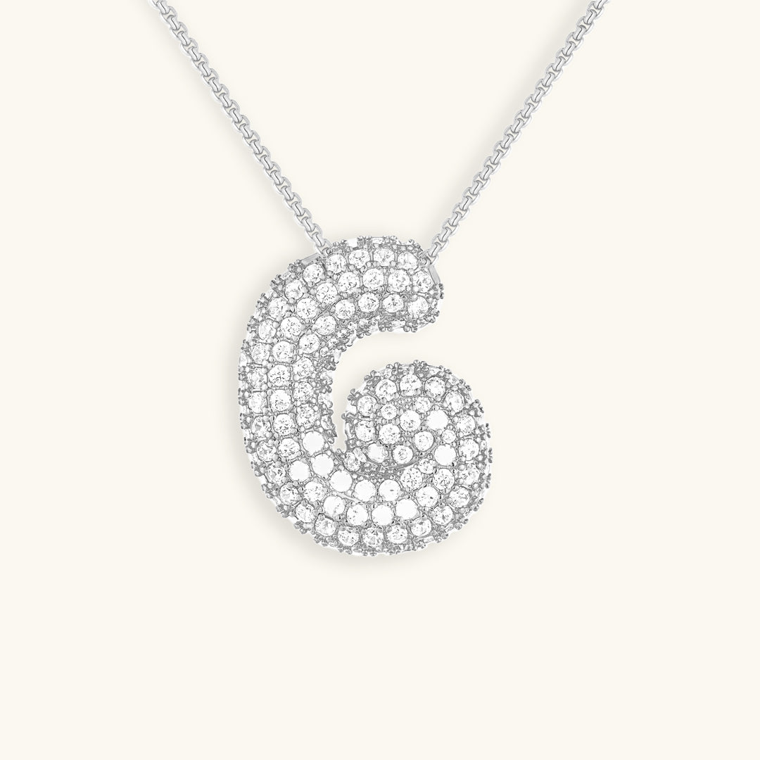 Luna Bubble Initial Halskjede med Diamantlook – Personlig gave til morsdagen