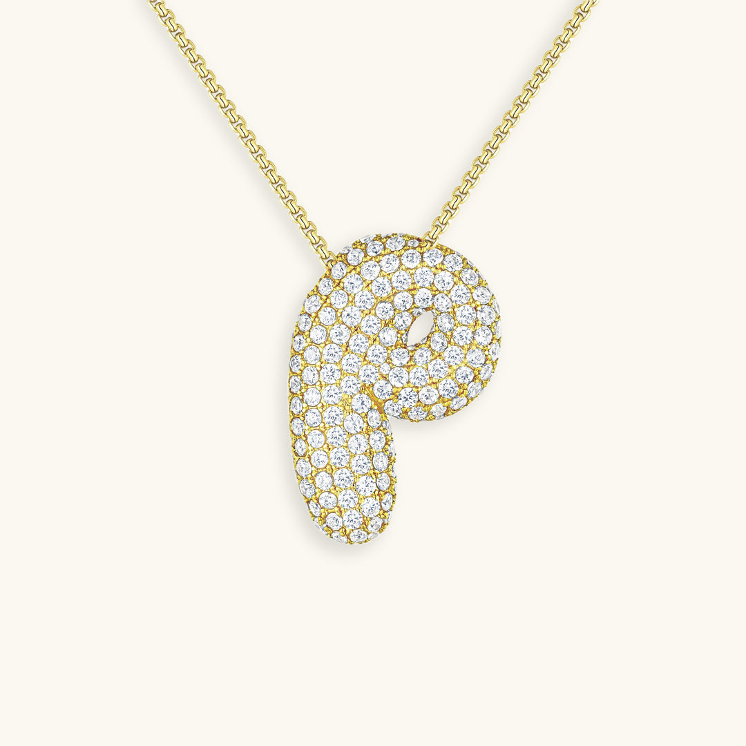 Luna Bubble Initial Halskjede med Diamantlook – Personlig gave til morsdagen