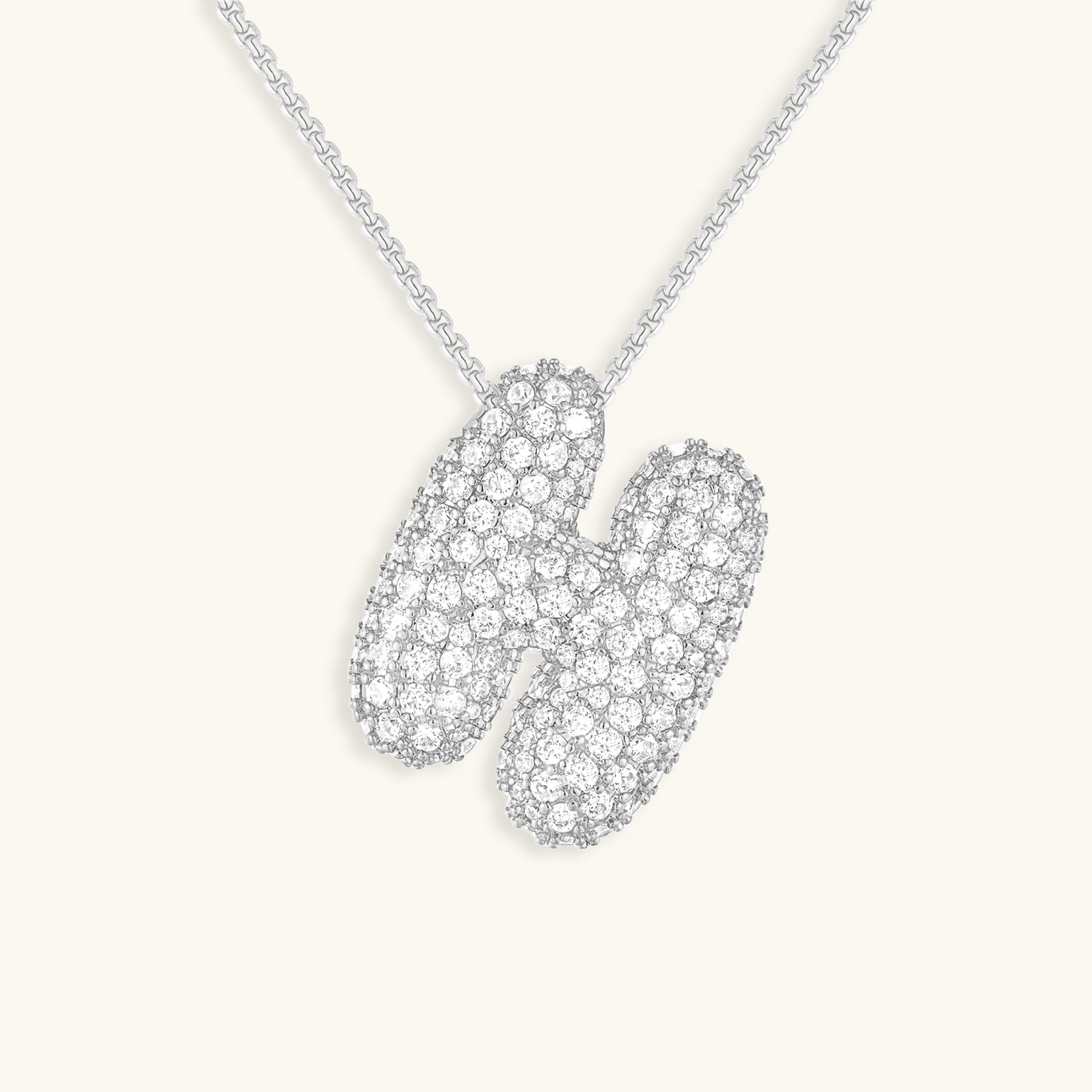 Luna Bubble Initial Halskjede med Diamantlook – Personlig gave til morsdagen