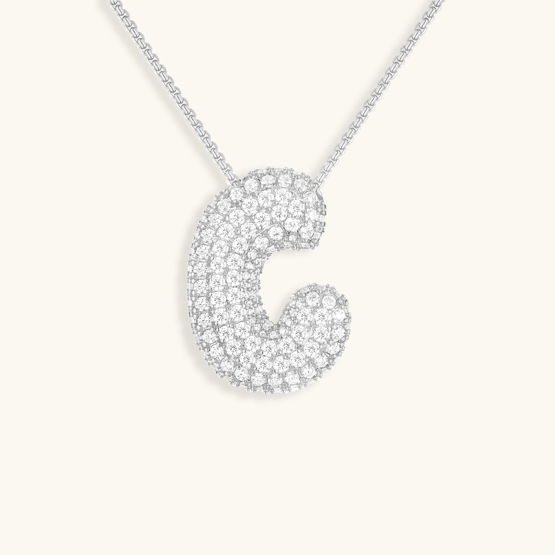 Luna Bubble Initial Halskjede med Diamantlook – Personlig gave til morsdagen