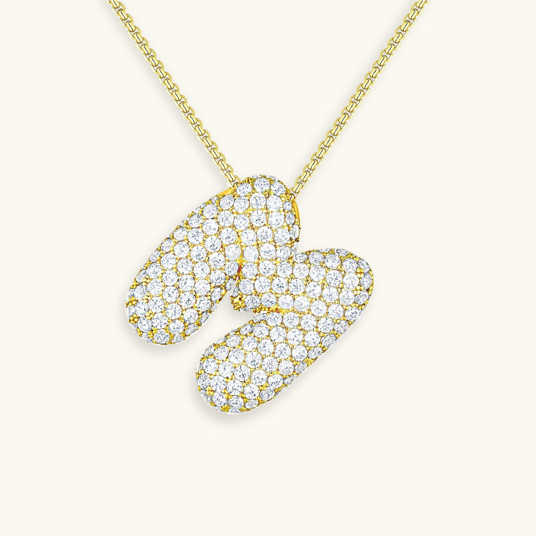 Luna Bubble Initial Halskjede med Diamantlook – Personlig gave til morsdagen