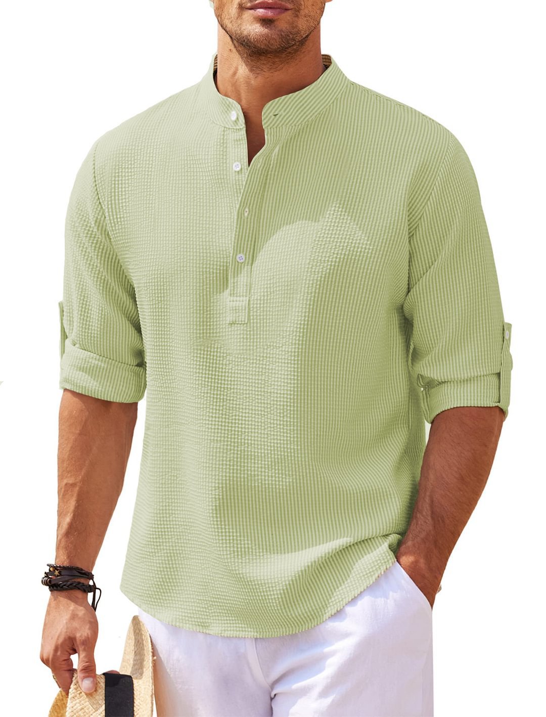 Michael - Avslappet sommerskjorte uten krage - Summer Chic
