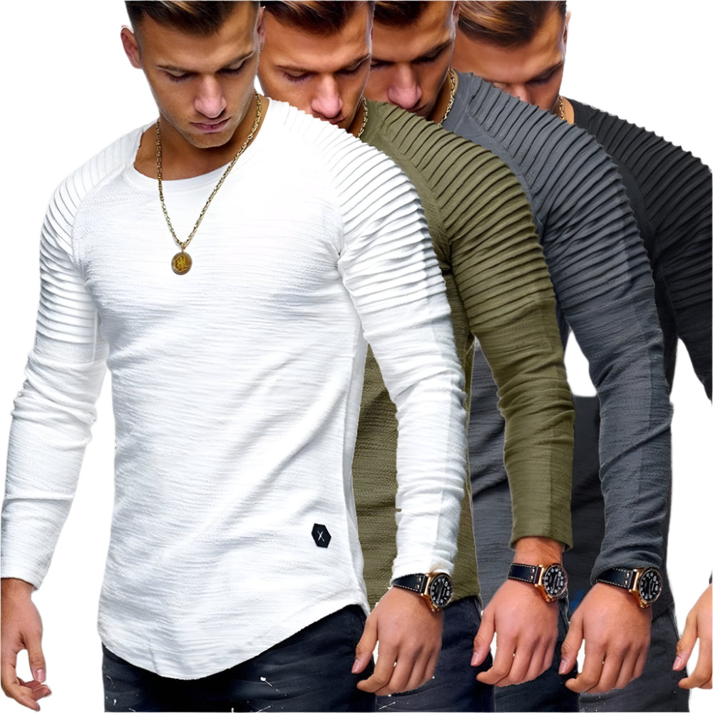 Jake - Herre plissert raglan-genser med buet kant