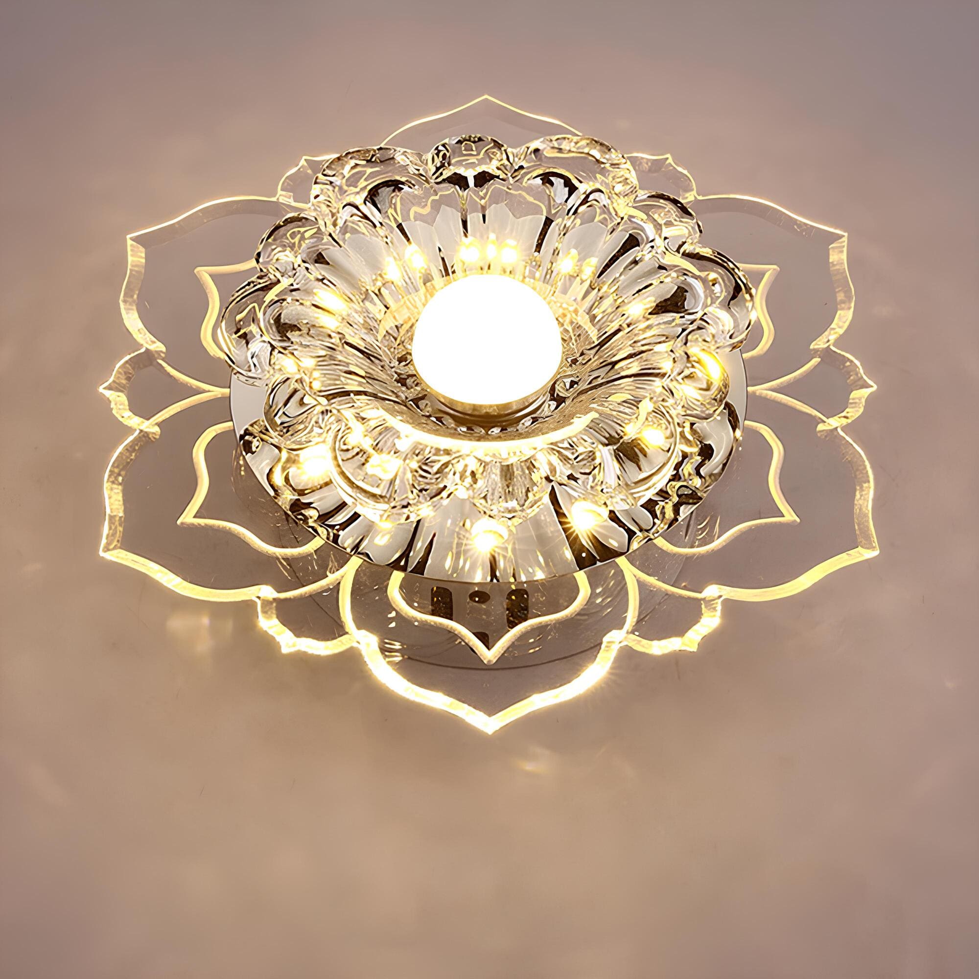 FloraGlow - Elegante krystallamper med blomsterdekor og fascinerende belysning