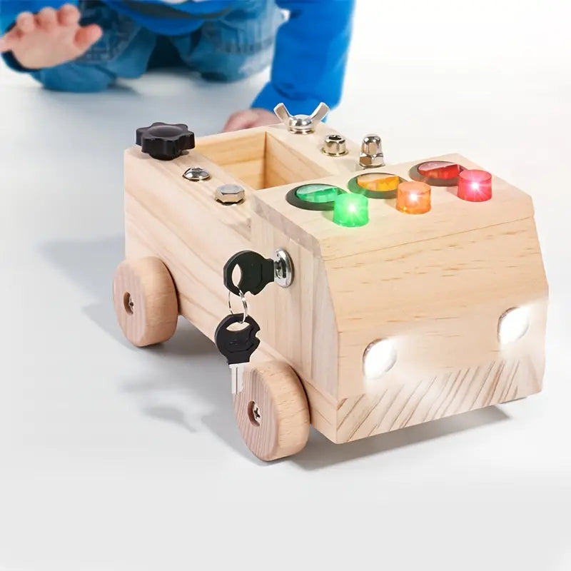Aktivitetsbord – Interaktiv Montessori-leke med LED-lys og verktøysett