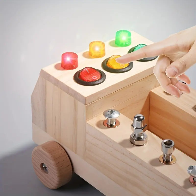 Aktivitetsbord – Interaktiv Montessori-leke med LED-lys og verktøysett