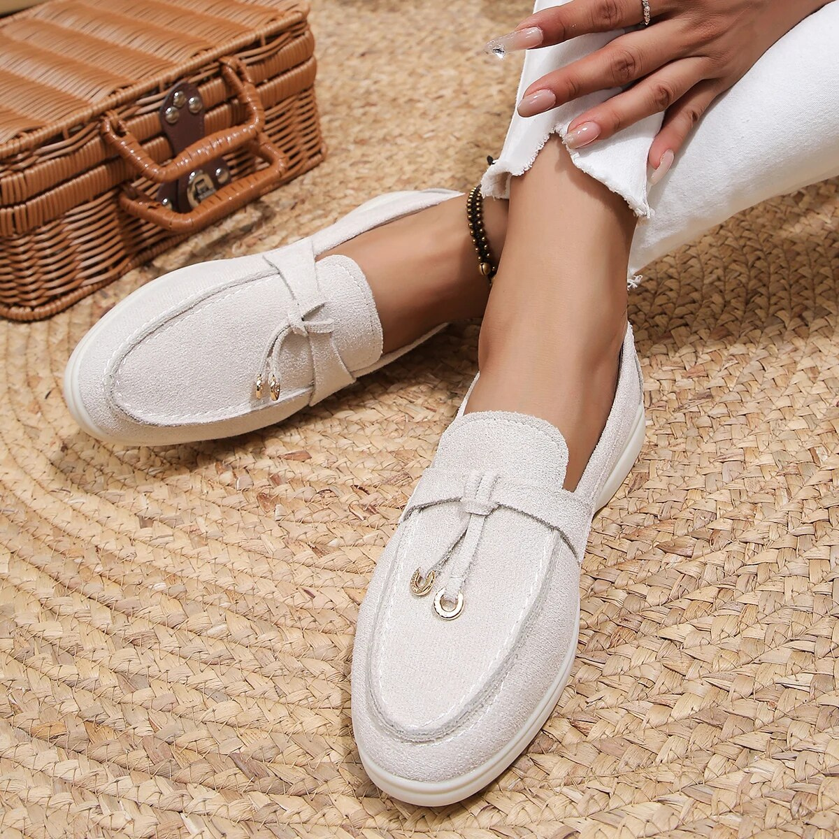 Maritha - Chic duskdetalj loafer flats sko