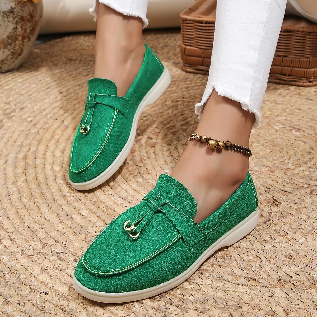 Maritha - Chic duskdetalj loafer flats sko