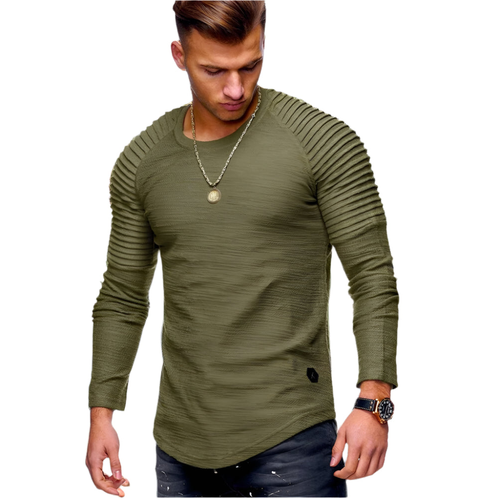 Jake - Herre plissert raglan-genser med buet kant