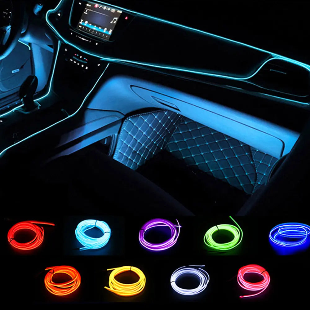 Fleksibelt RGB LED-lys for bilinteriør med musikksensor og fjernkontroll