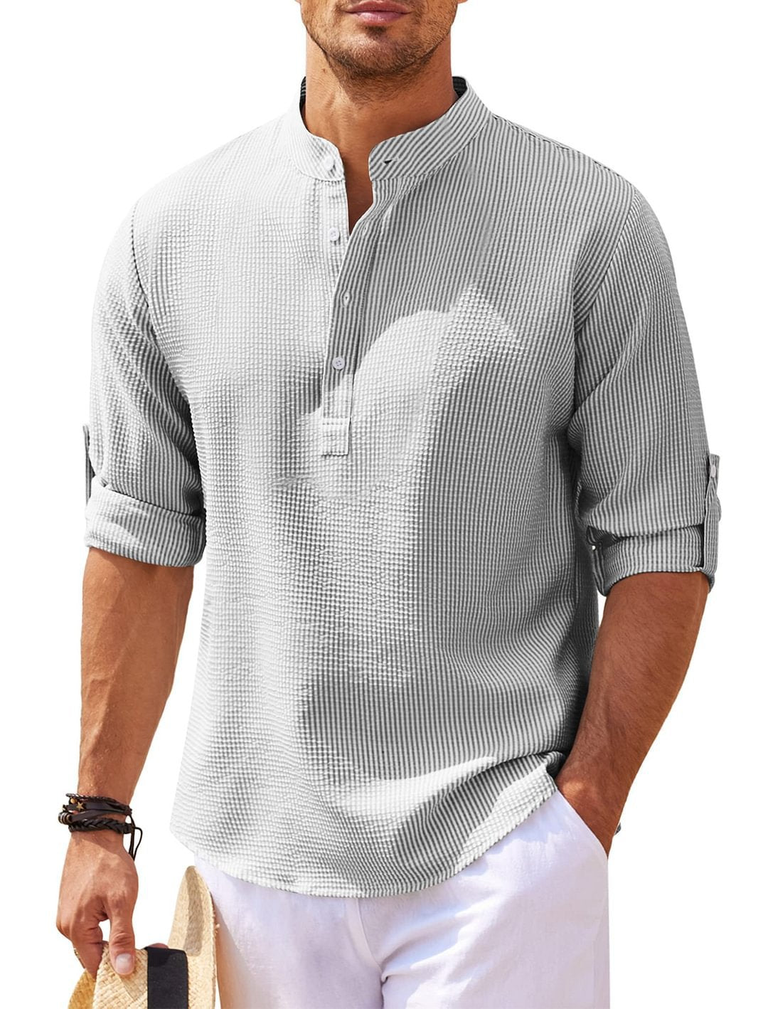 Michael - Avslappet sommerskjorte uten krage - Summer Chic