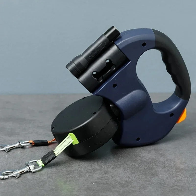 LumiLeash 2-i-1 dobbelt hundebånd med LED-lys og holder for søppelpose
