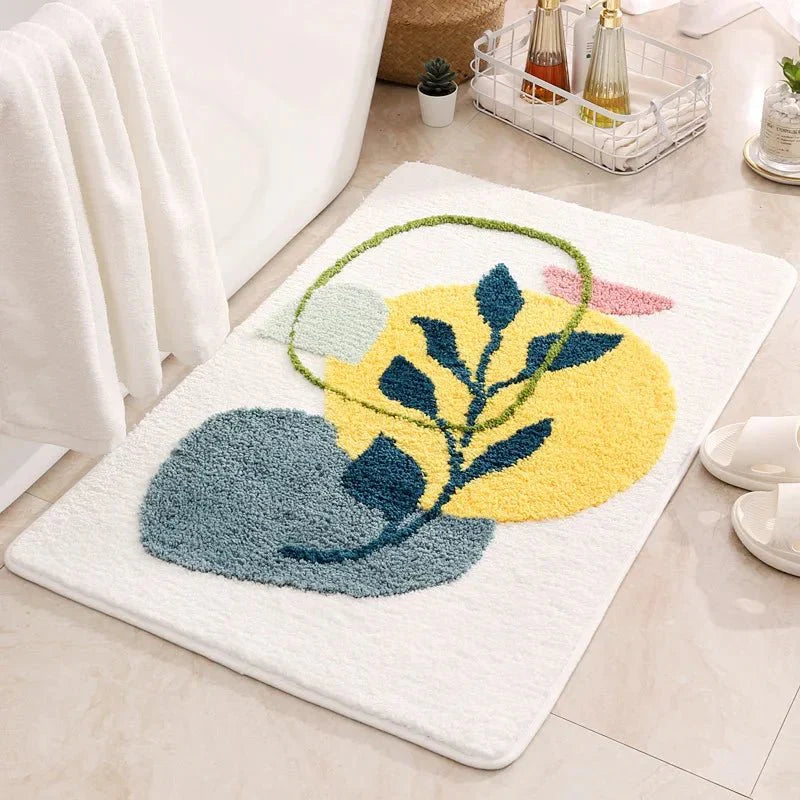 LeafLuxe - Moderne botanisk-inspirert abstrakt bladbadematte