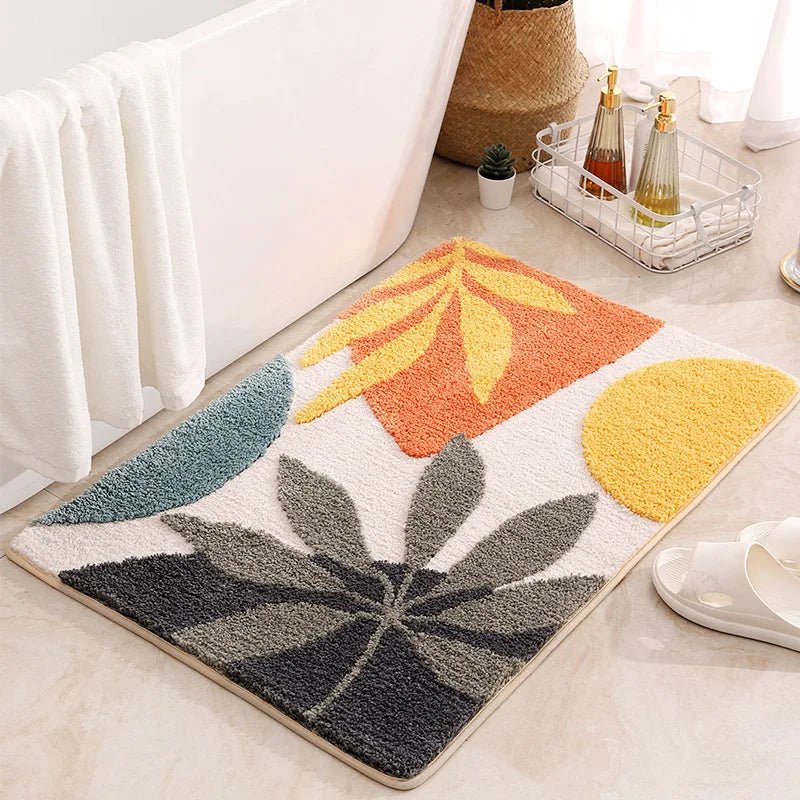 LeafLuxe - Moderne botanisk-inspirert abstrakt bladbadematte