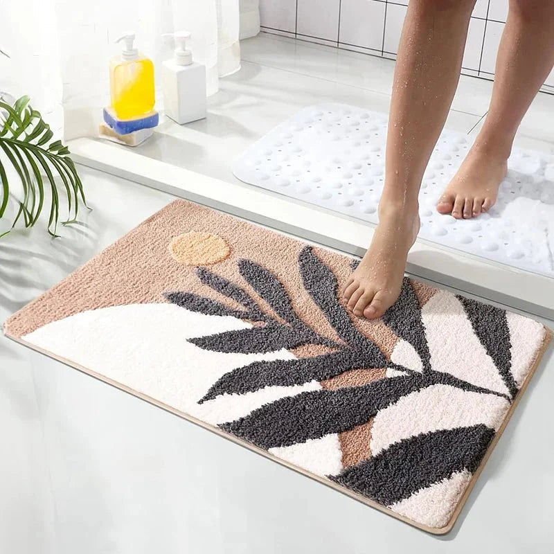 LeafLuxe - Moderne botanisk-inspirert abstrakt bladbadematte