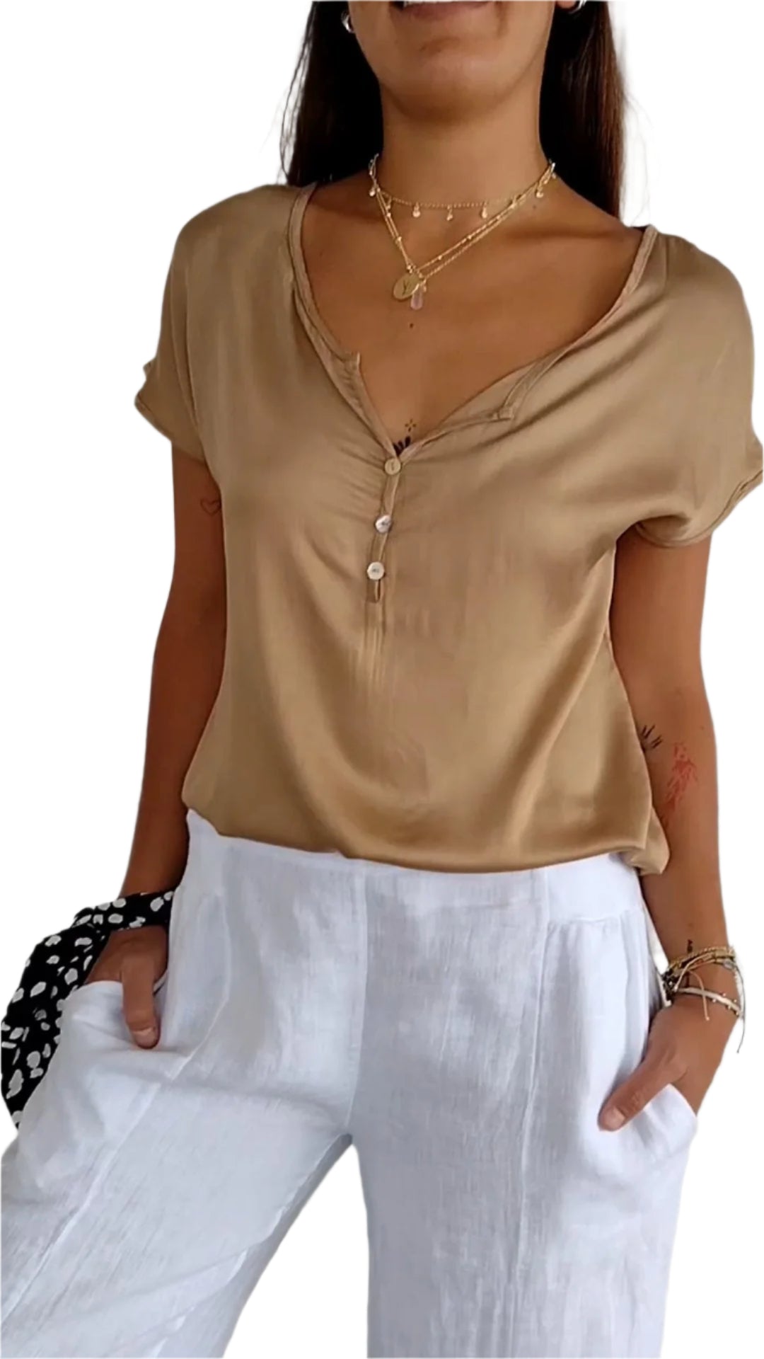Dalia – Bluse med knapper med naturlig sjarm