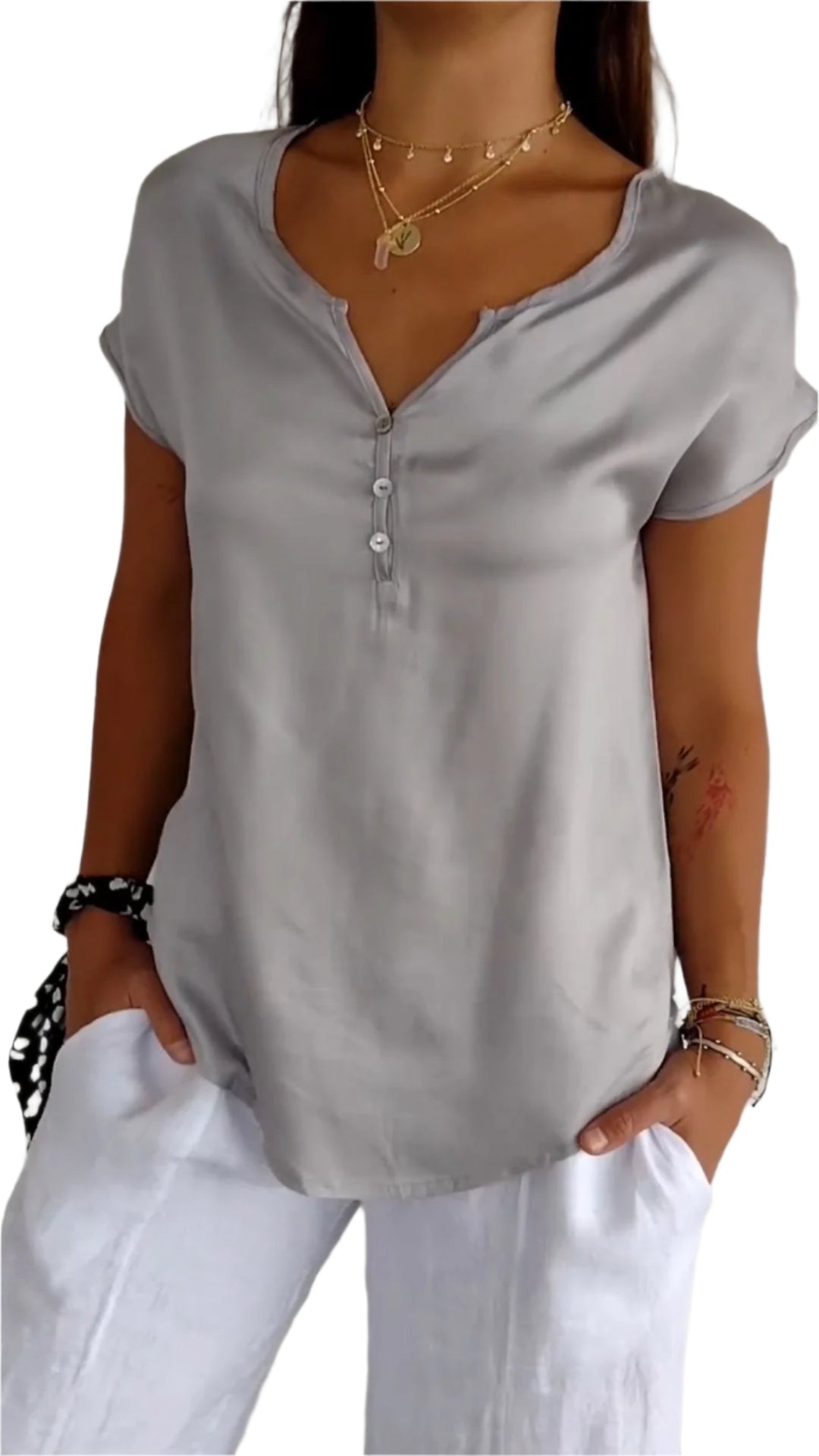 Dalia – Bluse med knapper med naturlig sjarm