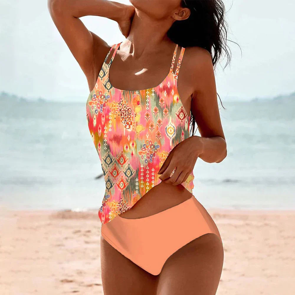 Fiona - Mandala print tankini sett med vanlig bunn