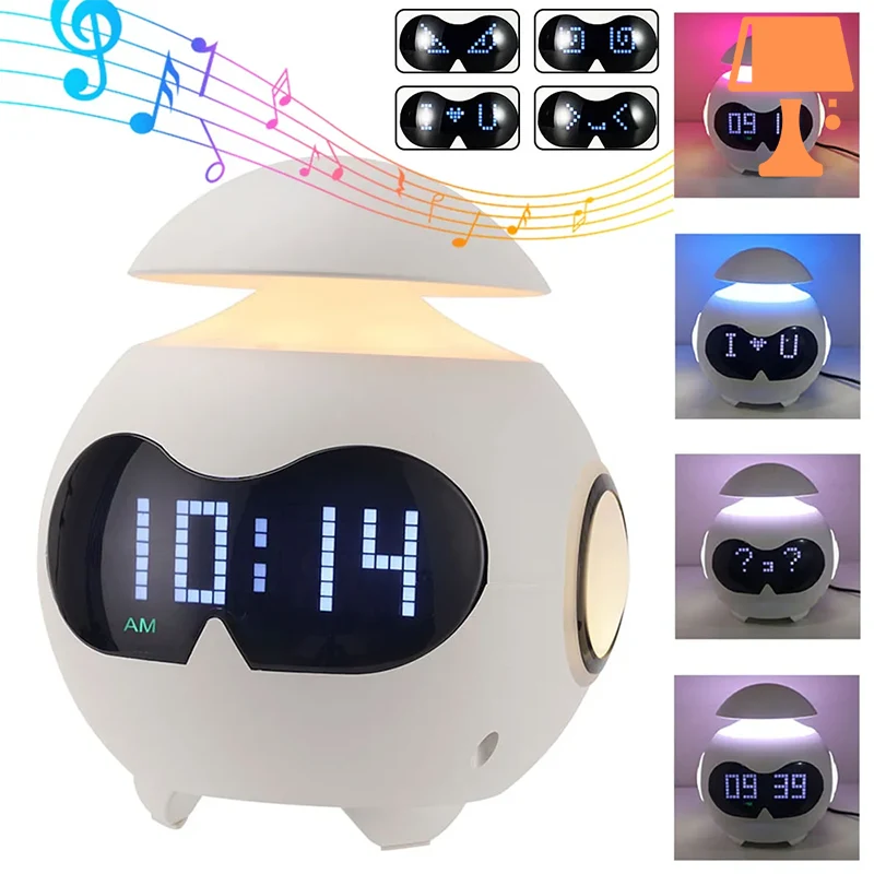 EchoGlow - Multifunksjonell vekkerklokke med Bluetooth-høyttaler og LED-skjerm