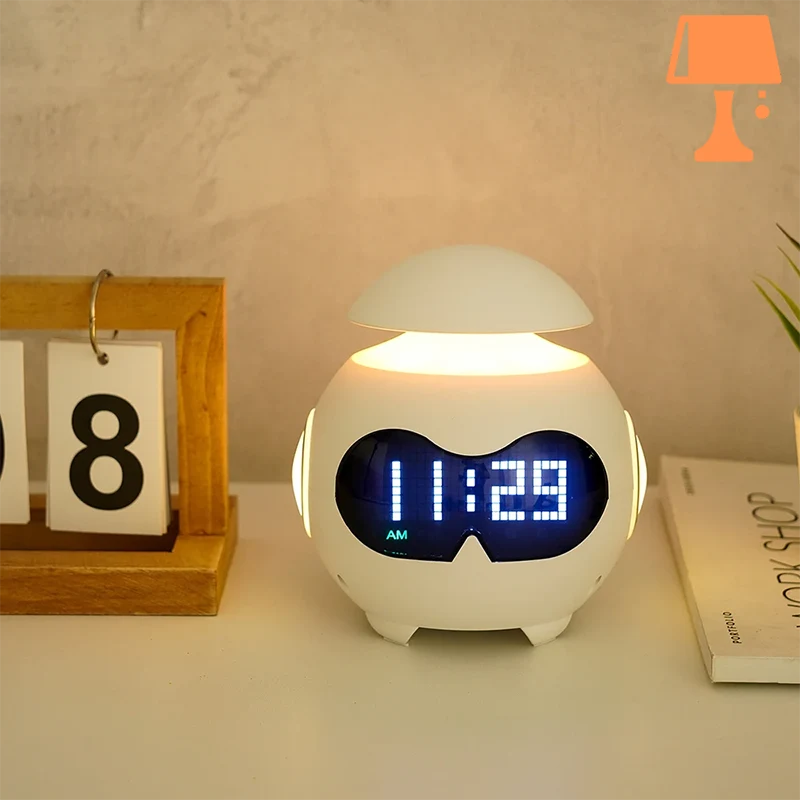 EchoGlow - Multifunksjonell vekkerklokke med Bluetooth-høyttaler og LED-skjerm