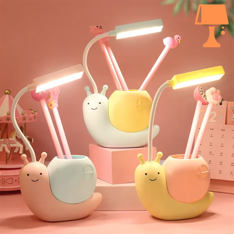SnailGlow - Søt skrivebordslampe og penneholder i ett