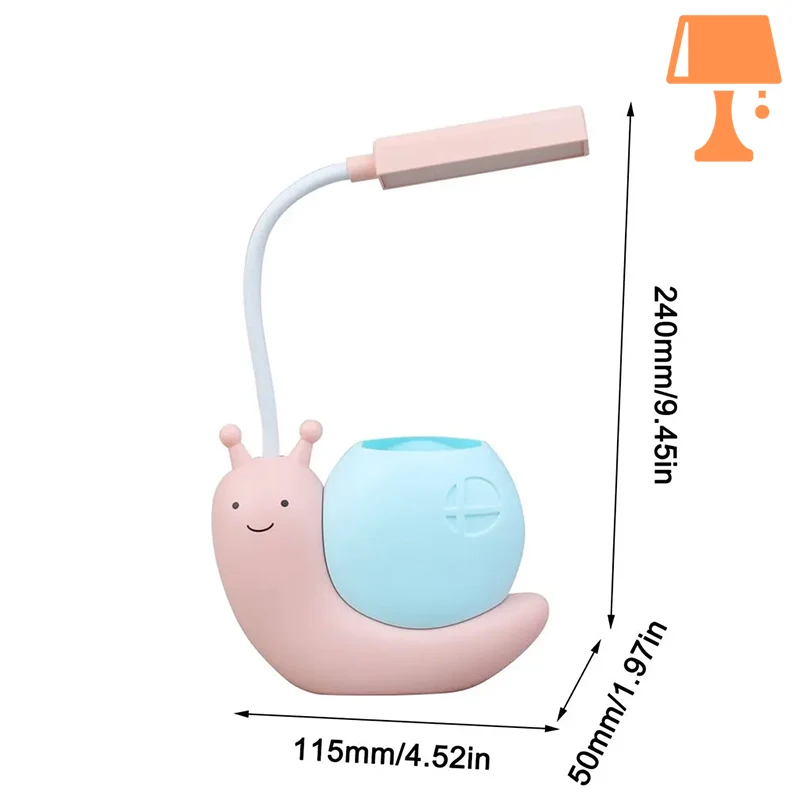 SnailGlow - Søt skrivebordslampe og penneholder i ett