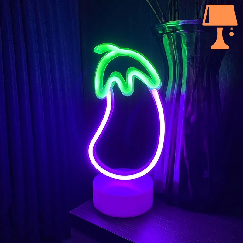VegaGlow Aubergine Neon Lampe – Morsom og fargerik belysning for hjemmet ditt