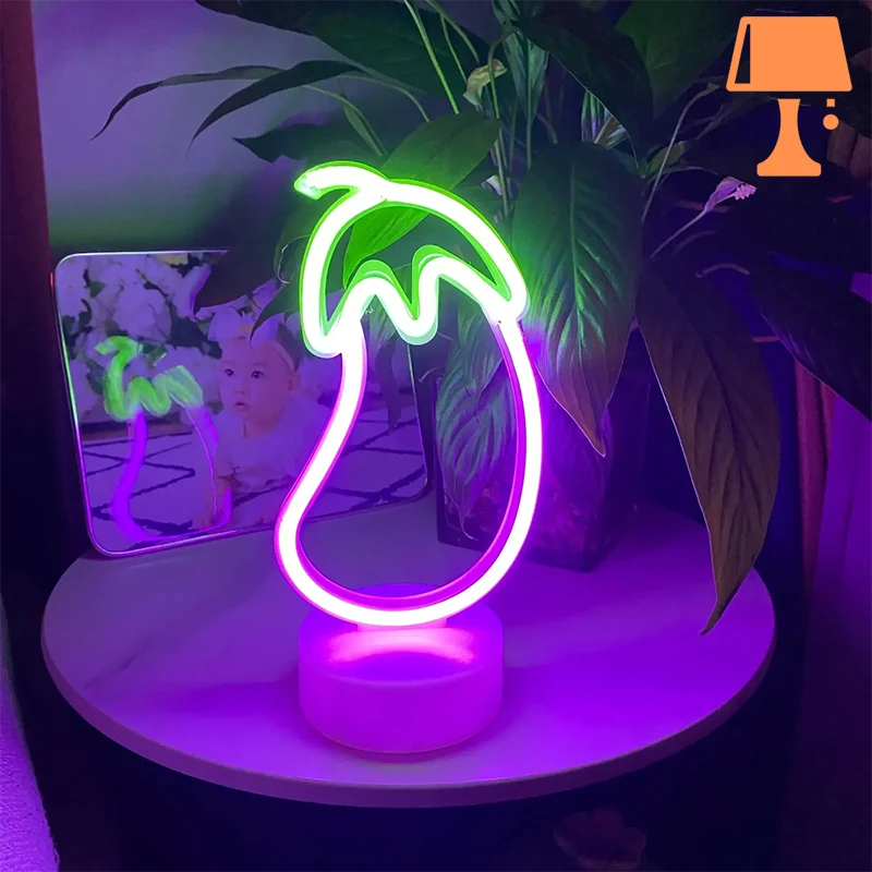 VegaGlow Aubergine Neon Lampe – Morsom og fargerik belysning for hjemmet ditt
