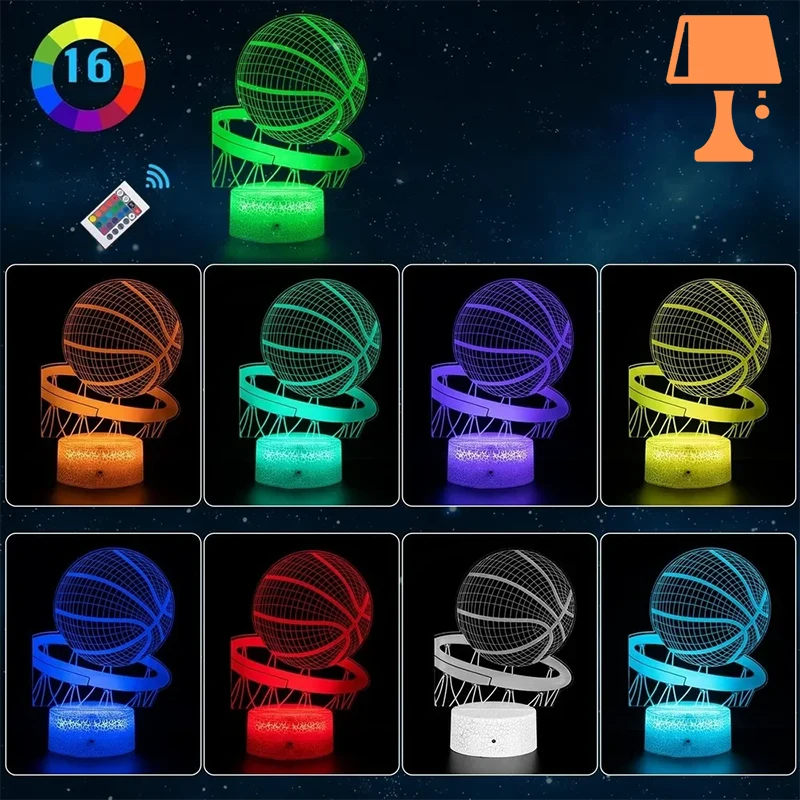 HoopsGlow LED-natlys - perfekt til basketballfans og gamer-værelser
