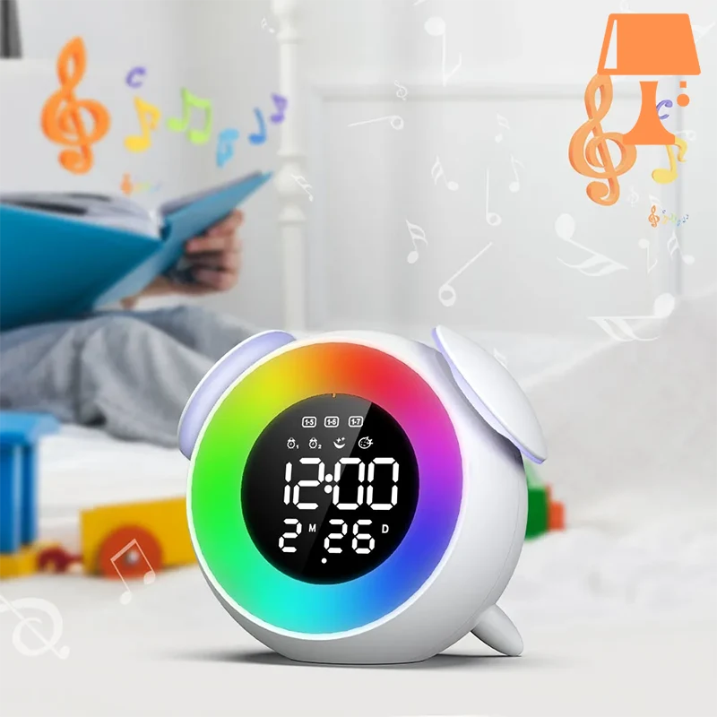 LumiTune - Fargeskiftende LED-vekkerklokke med Bluetooth-høyttaler