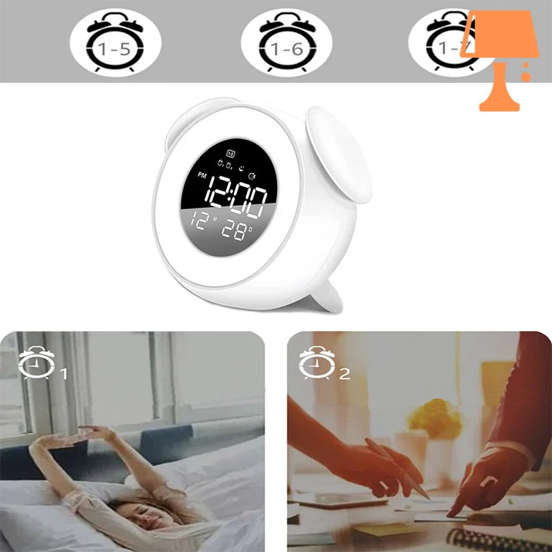 LumiTune - Fargeskiftende LED-vekkerklokke med Bluetooth-høyttaler