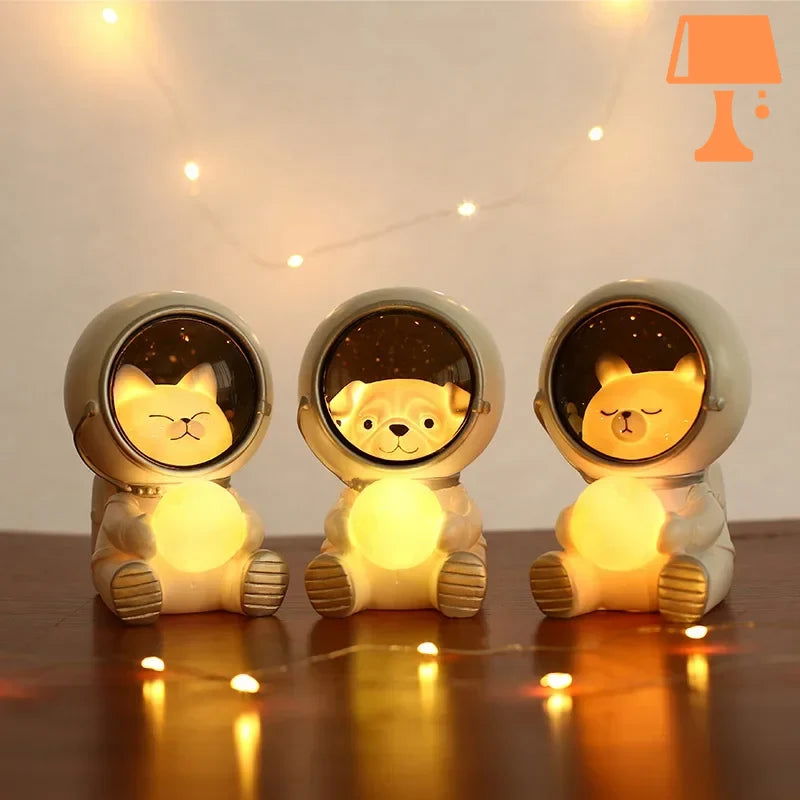 Galaxy Pals - Astronaut nattlyssett med søte dyrevenner