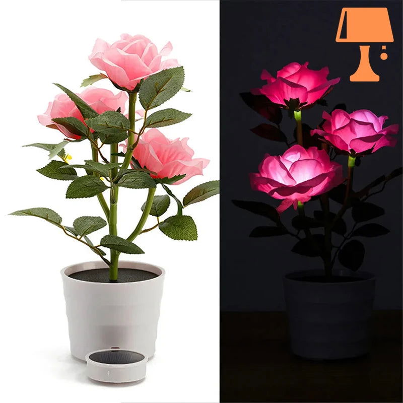 LumiRose - Solcelledrevet pottelys for roser med mykt LED-lys
