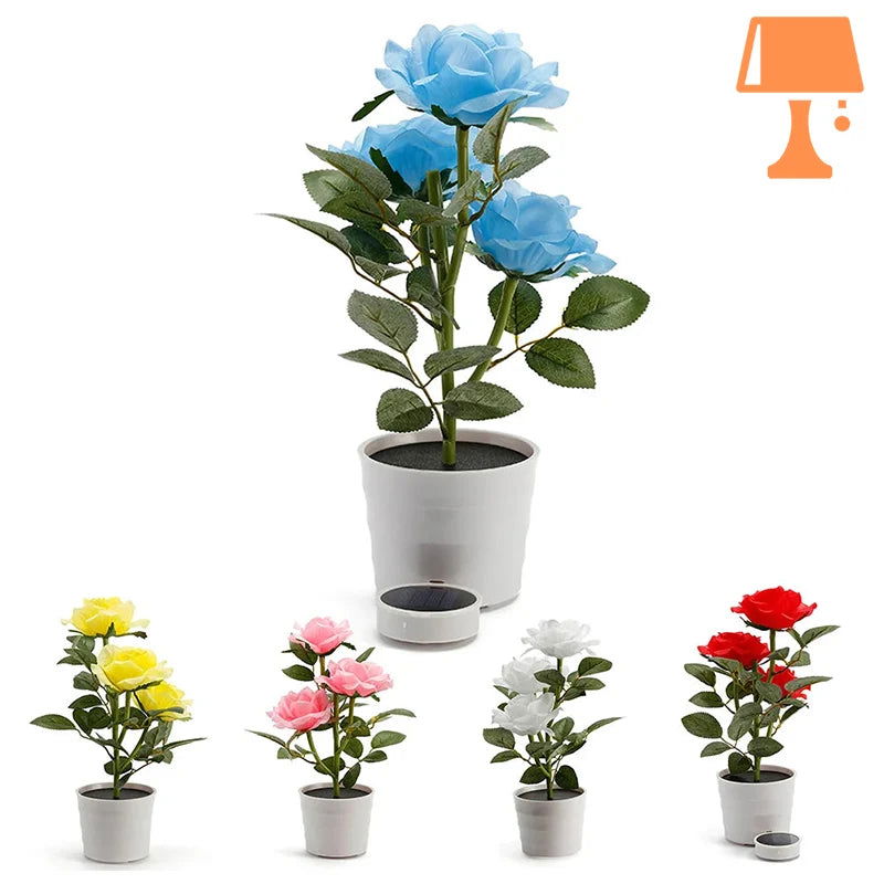 LumiRose - Solcelledrevet pottelys for roser med mykt LED-lys