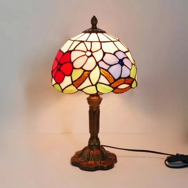 Vintage Tiffany Glass Retro Barokk LED-bordlampe