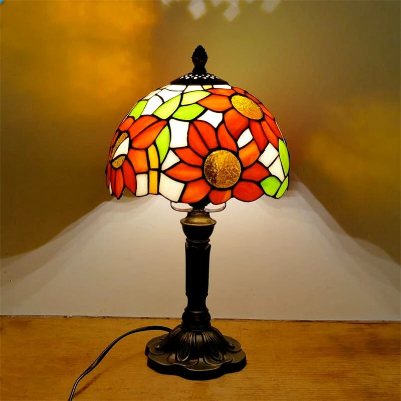 Vintage Tiffany Glass Retro Barokk LED-bordlampe