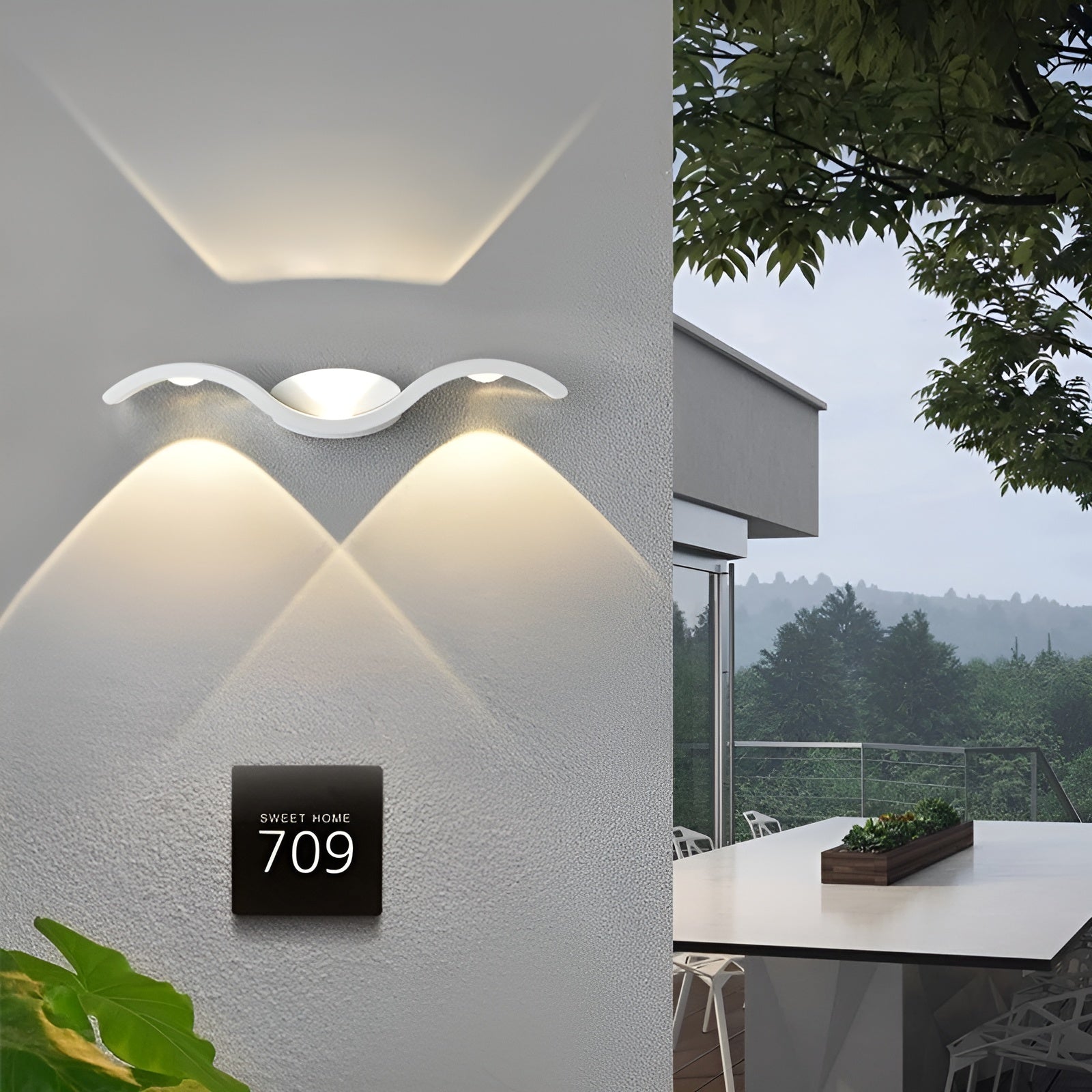 Moderne, vanntett LED-vegglampe for innendørs og utendørs bruk