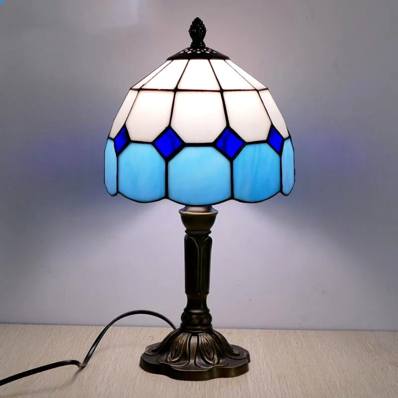 Vintage Tiffany Glass Retro Barokk LED-bordlampe