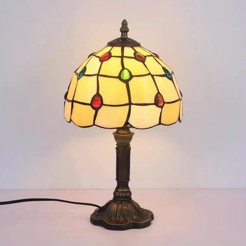 Vintage Tiffany Glass Retro Barokk LED-bordlampe