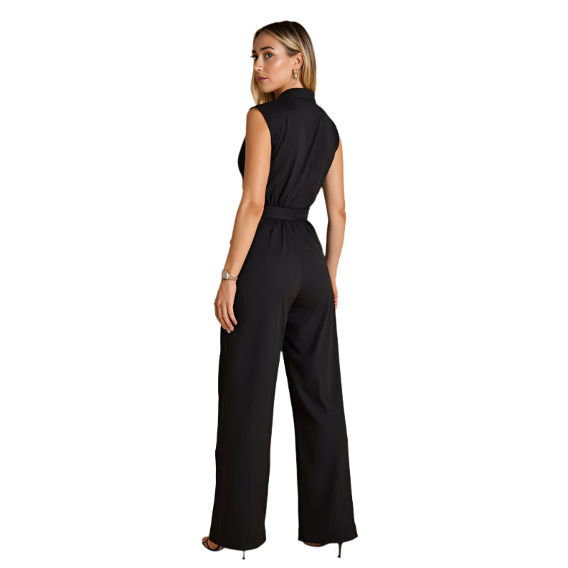 Sophie – Ermeløs jumpsuit med belte og elegant hverdagsstil