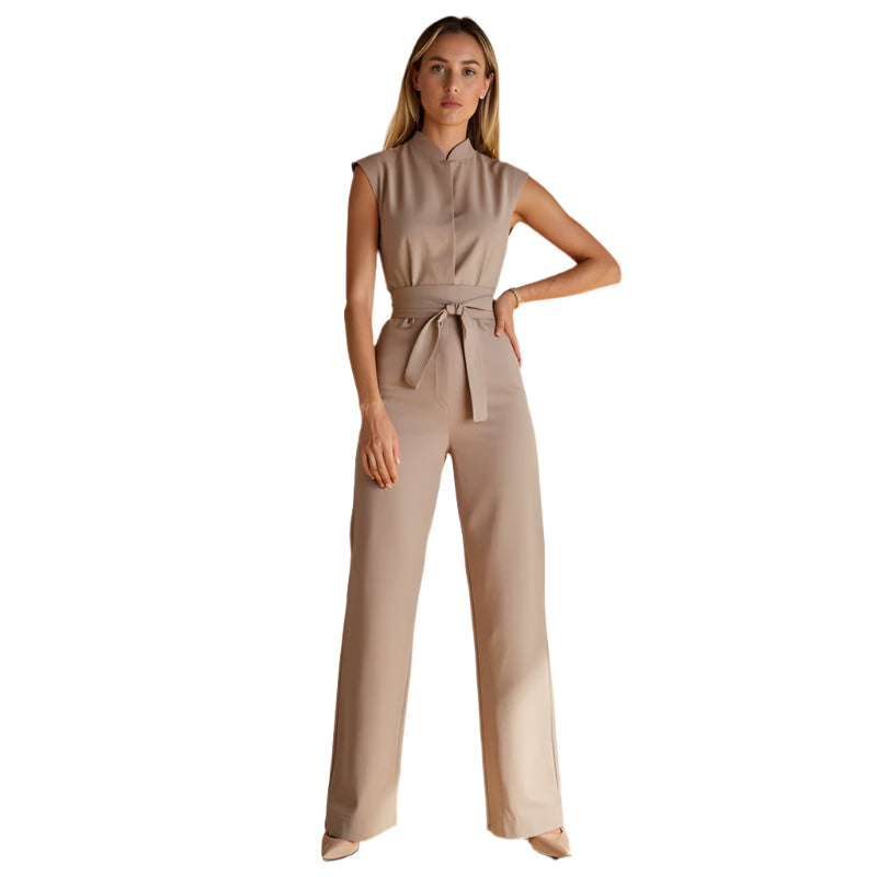 Sophie – Ermeløs jumpsuit med belte og elegant hverdagsstil