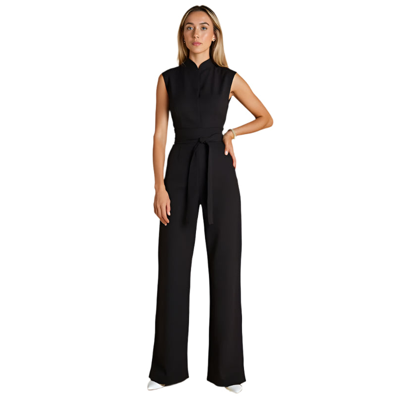 Sophie – Ermeløs jumpsuit med belte og elegant hverdagsstil