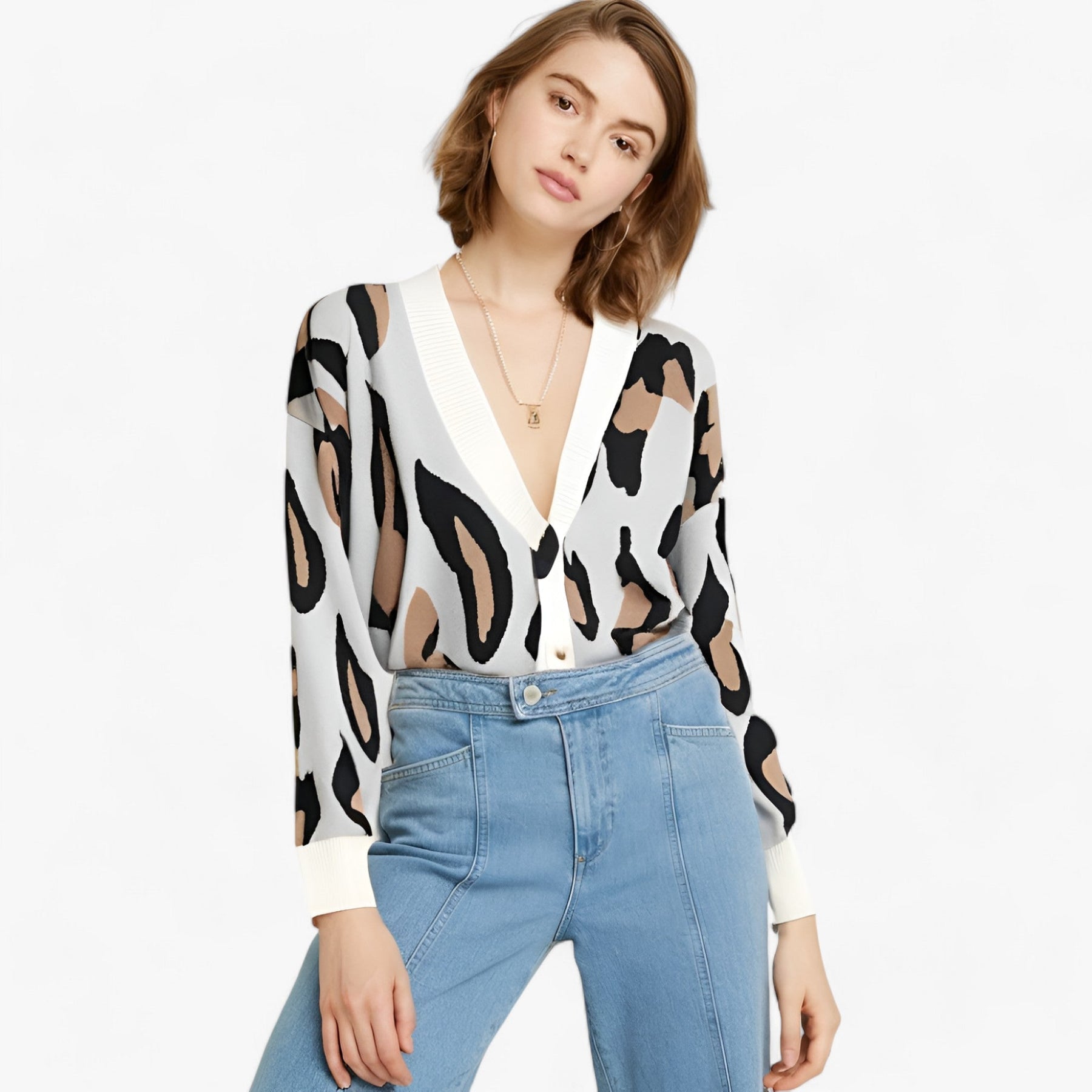 Matilda avslappet cardiganjakke med V-hals