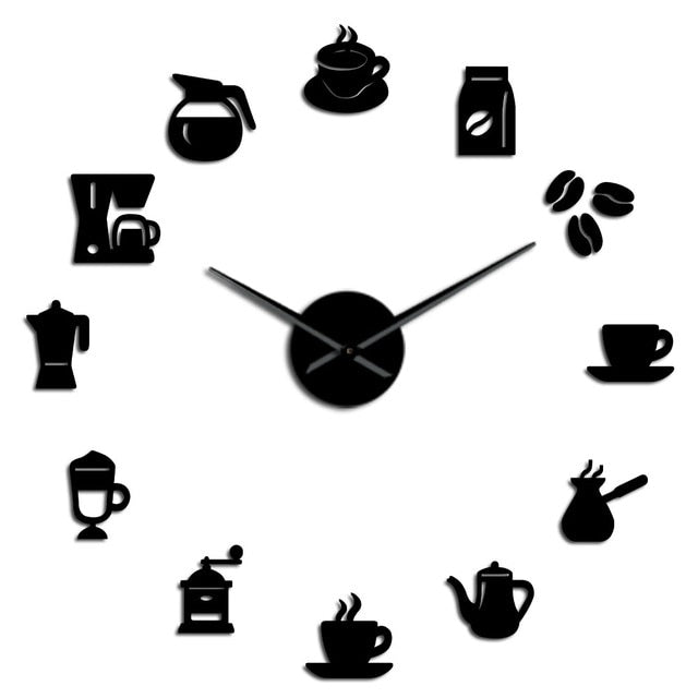 BrewTime Rammeløst DIY-vægur - perfekt til kaffeelskere