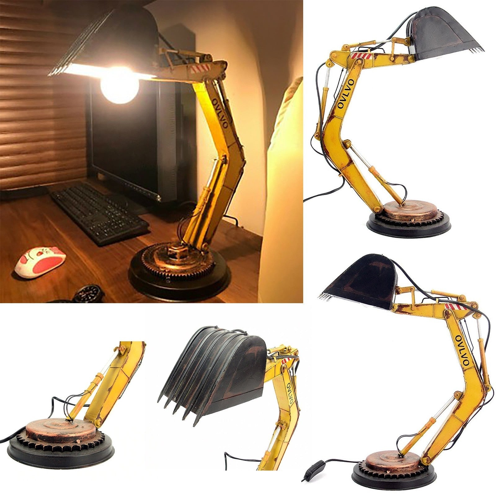 LumoDigger LED-bordlampe – morsom og justerbar belysning med gravemaskindesign